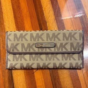 Michael Kors Beige Monogram Clutch